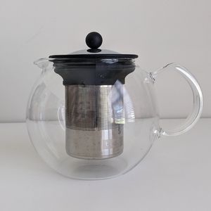 BODUM Assam Clear Glass Tea Press 1 Litre/34 Oz. Stainless Steel Filter Danish